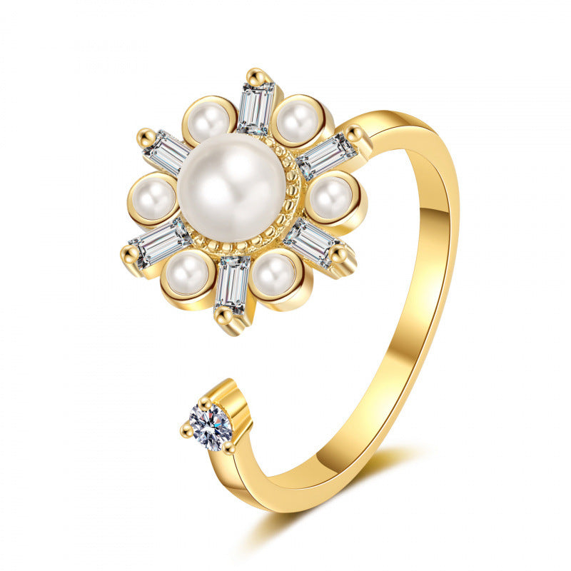 Women's Rotatable Design Fashion Personality Trendy Cold Light Rings