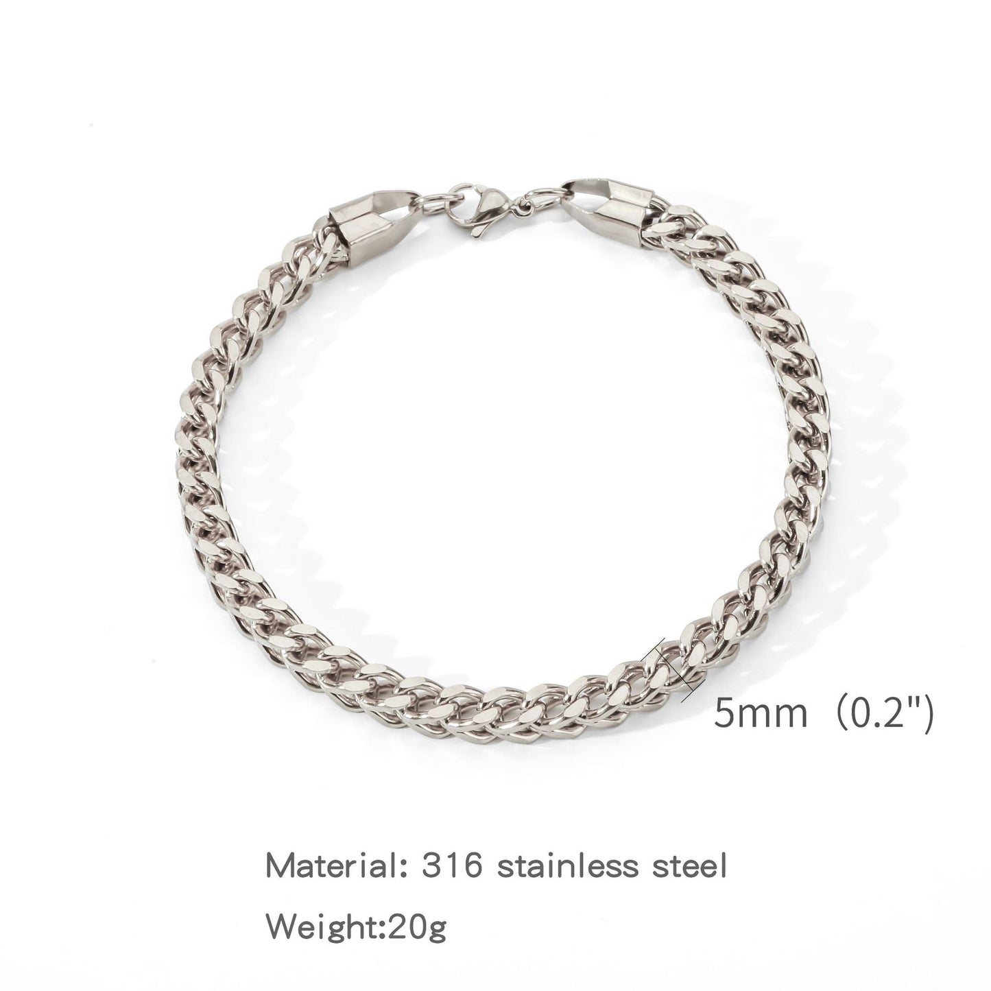 Fashion Thick Straps Titanium Steel Four-sided Geometric Positive Negative Bracelet