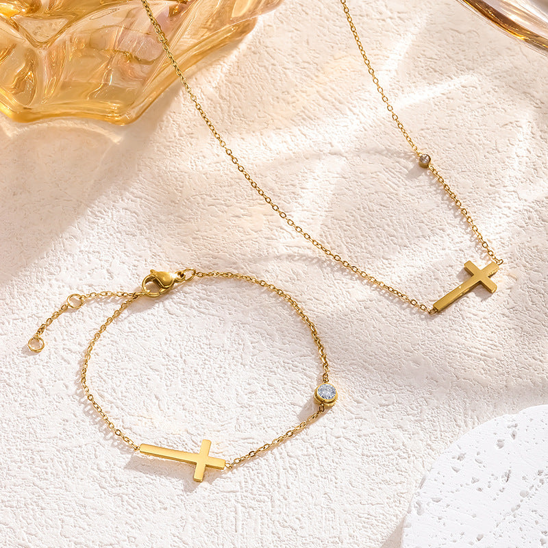 Light Luxury Minority Design Sense Exquisite Refined Grace Cross Simple Necklace