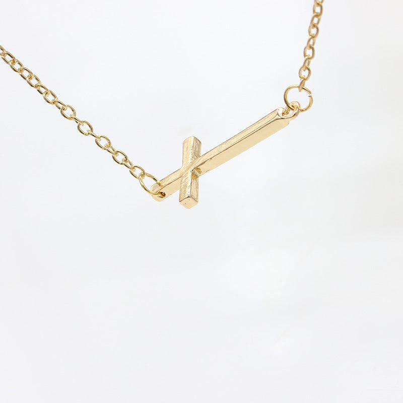 Full Diamond Cross Female Creative Design Geometric Necklaces