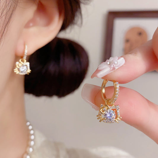 Women's Zircon Cat Clip Temperament Entry Lux Simple Ear Buckle