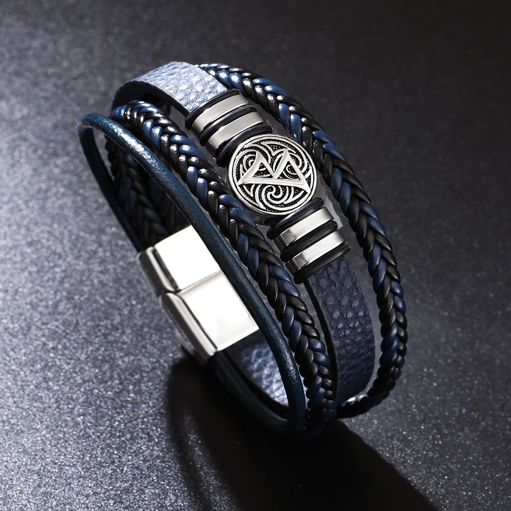 Men's Man Personality Wild Woven Leather Scripture Bracelet
