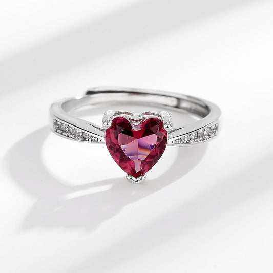 Light Luxury Temperament Imitation Natural Ruby Zircon Opening Adjustable Ring
