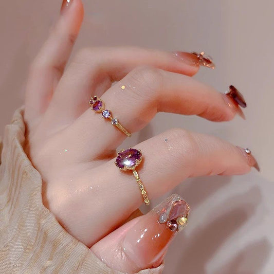Women's Open Purple Zircon For Niche Design Advanced Ring