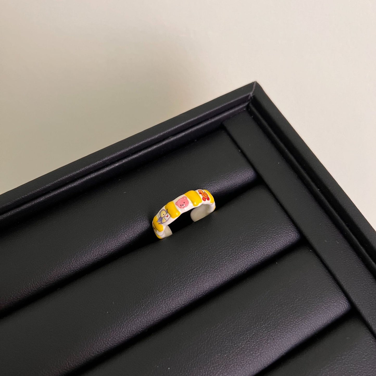 Children's High-grade Design Dripping Oil Open Stacked Band Special Multicolor Ring