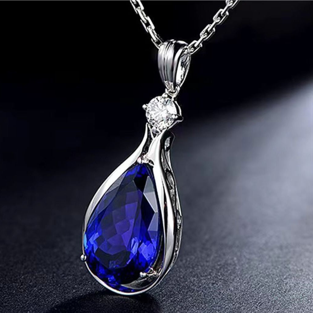 Tanzanite Blue Fashionable Simple Inlaid Sapphire Pendants