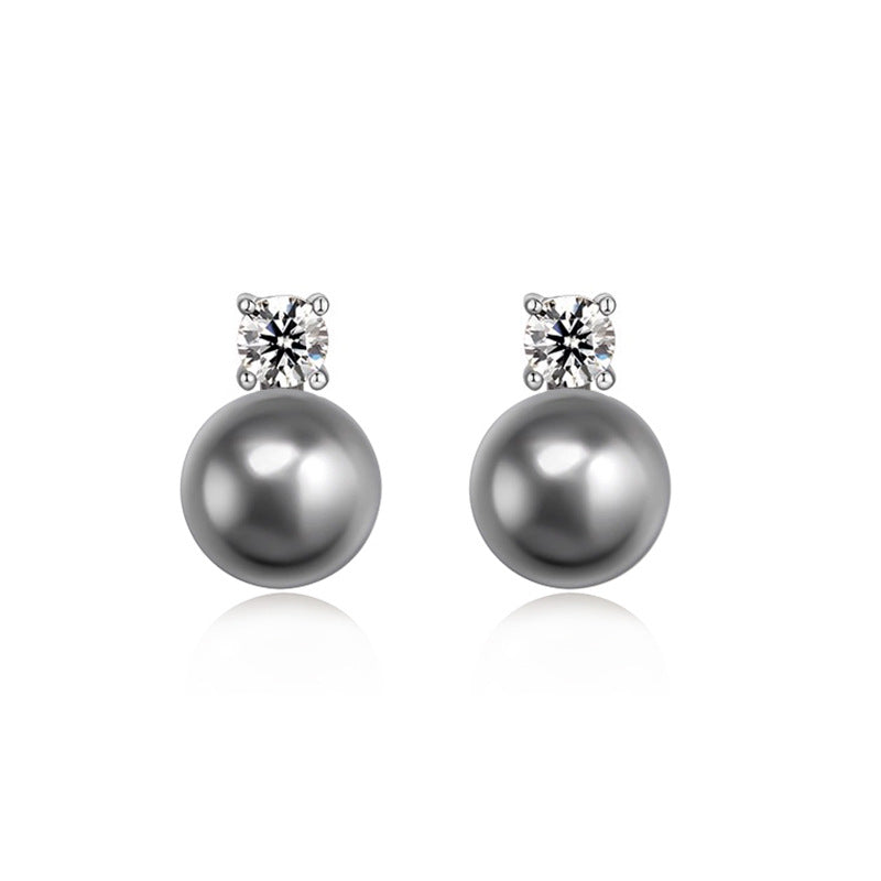 Women's Single Diamond Perfect Circle Pearl For Light Luxury Minority Design Stud Earrings
