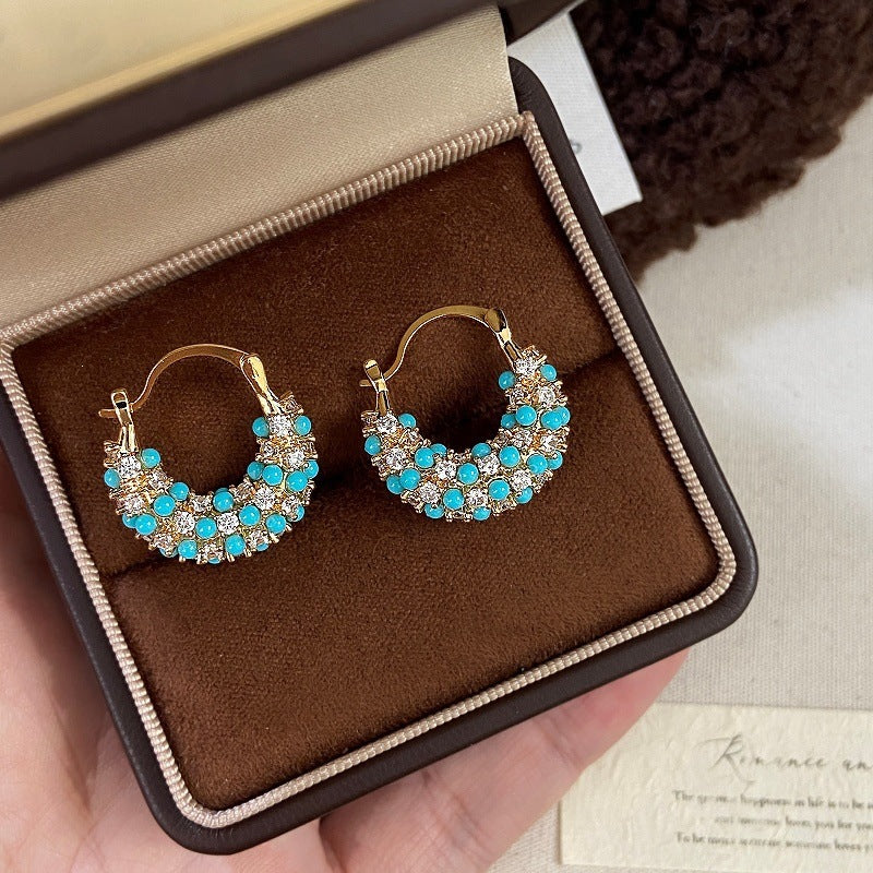 Grain Of Rice Blue Pine Clip High-grade Light Luxury Ear Buckle