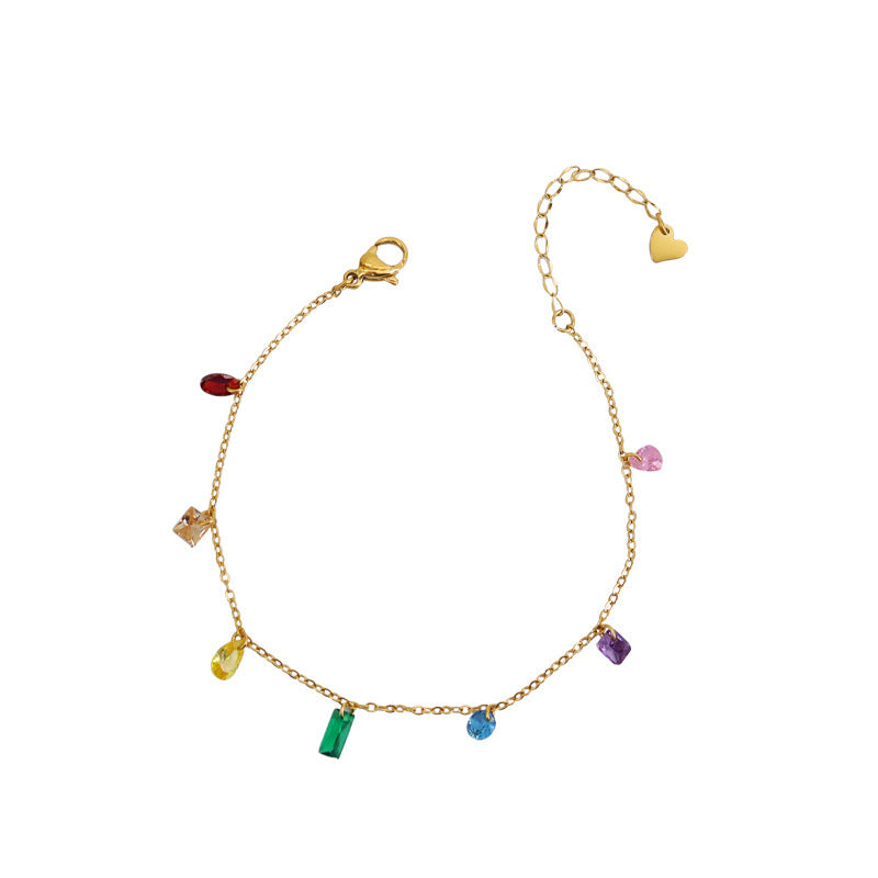 Korean Style Summer Rainbow Colorful Crystals Necklaces