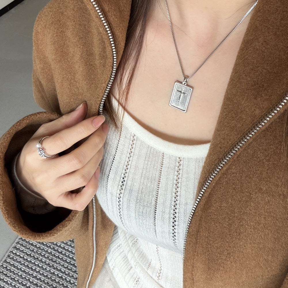 Cross Female Niche High-grade Copper Inlaid Zirconium Clavicle Necklace