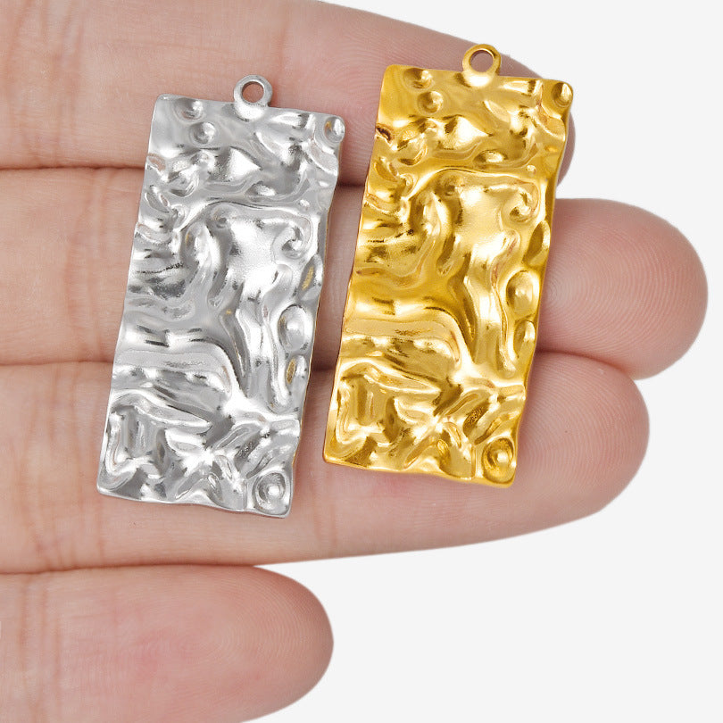 Stainless Steel Fashion Trend Rectangular Pleated Pendants