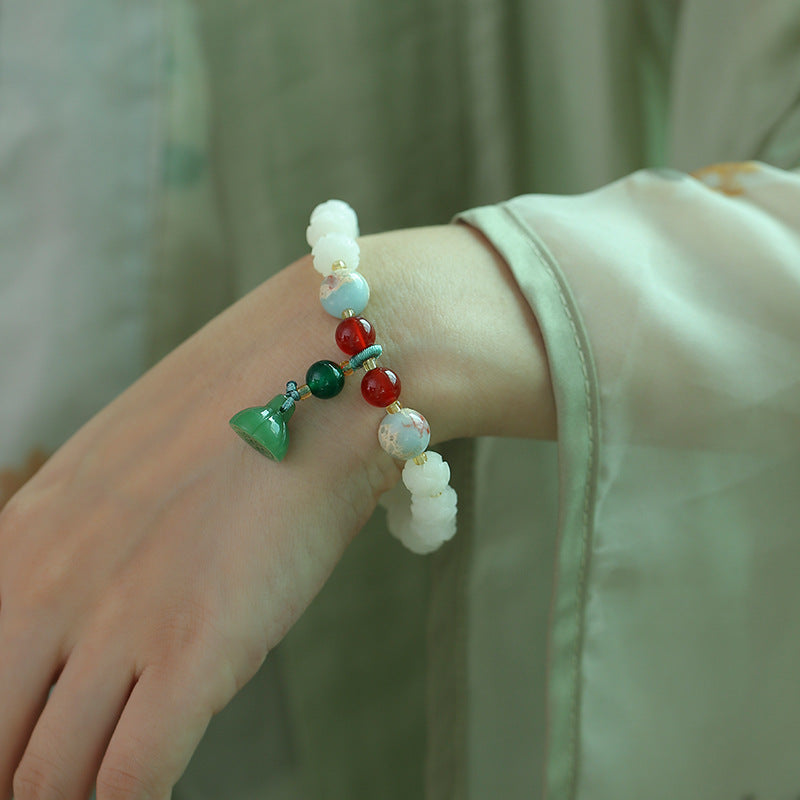 Pumpkin Lotus Beads White Jade Bodhi Rich Flower Charcoal Bracelets