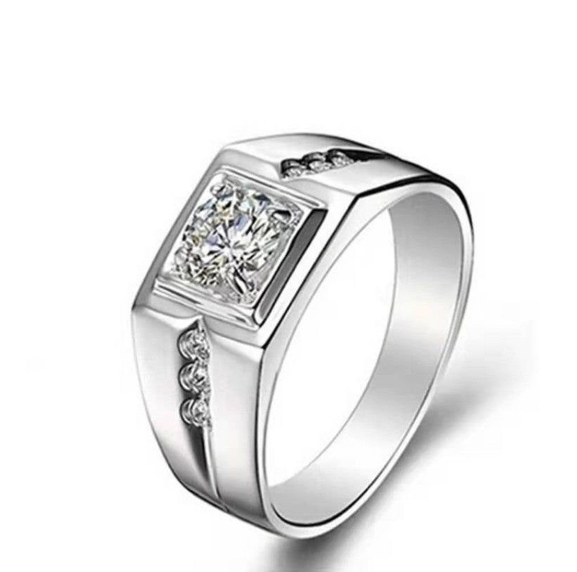 Ornament Sier Square Zirconium Micro Rhinestone On Both Rings