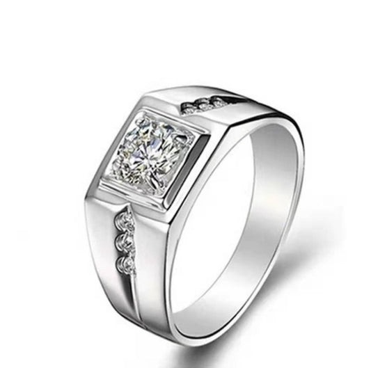 Ornament Sier Square Zirconium Micro Rhinestone On Both Rings