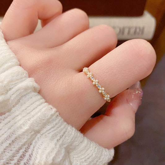 Gentle Stylish Pearl Petals Open Temperament Entry Lux Minimalist Rings