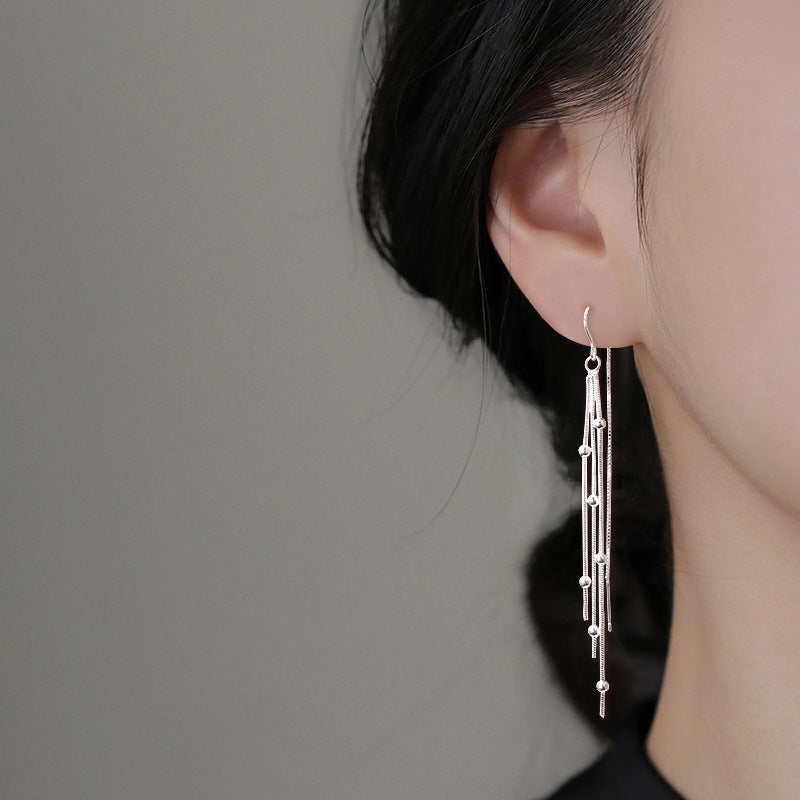 Women's Pentagram Tassel Unique High-grade Long Meteor Chain Bean Hook Ear Line