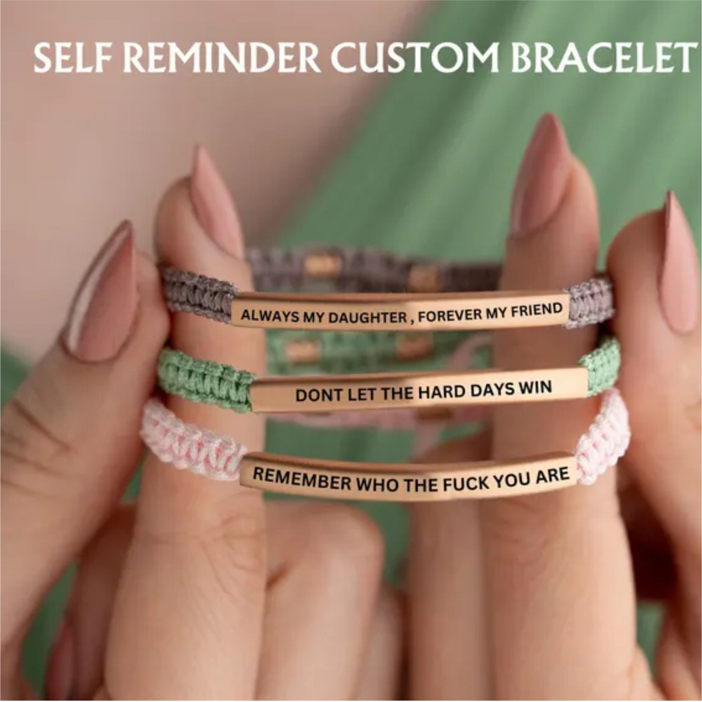 Stylish Lettering Hand-woven Adjustable Carrying Strap Bracelet