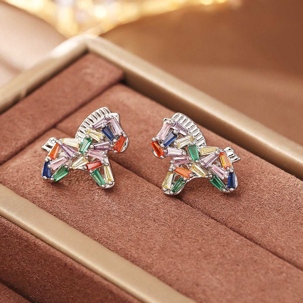 Zircon Colorful Pony Pearl Exquisite National Style Clavicle Chain Necklace
