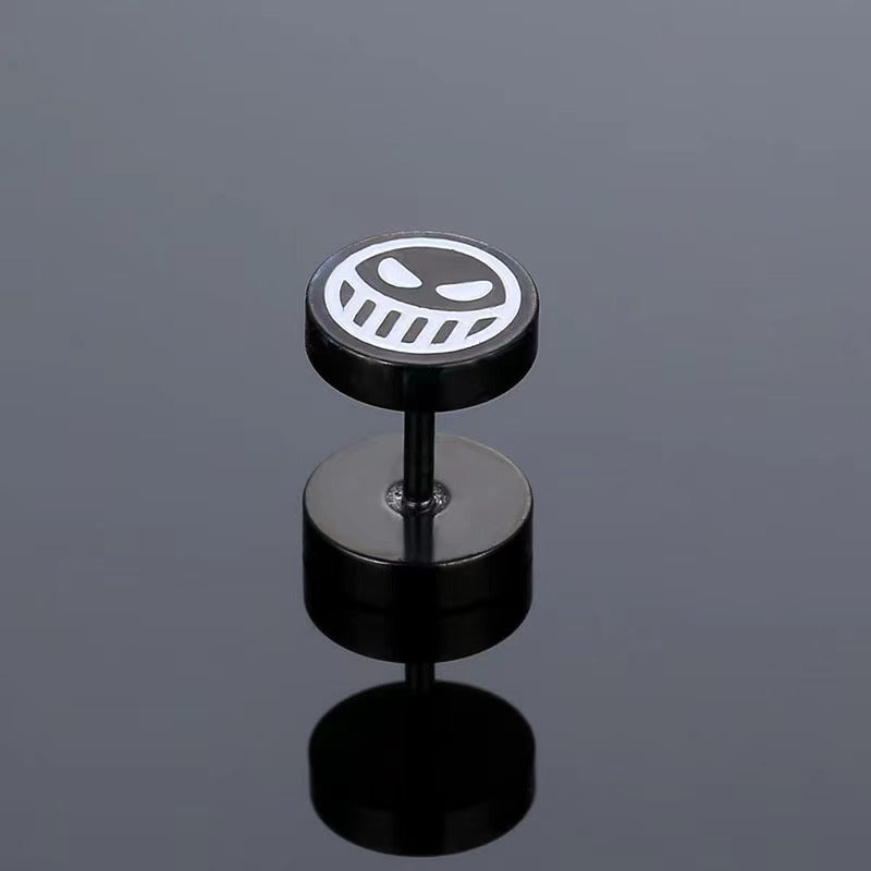 Women's & Men's Steel Smiley Face Ear Stainless Bone Nail Style One Earrings