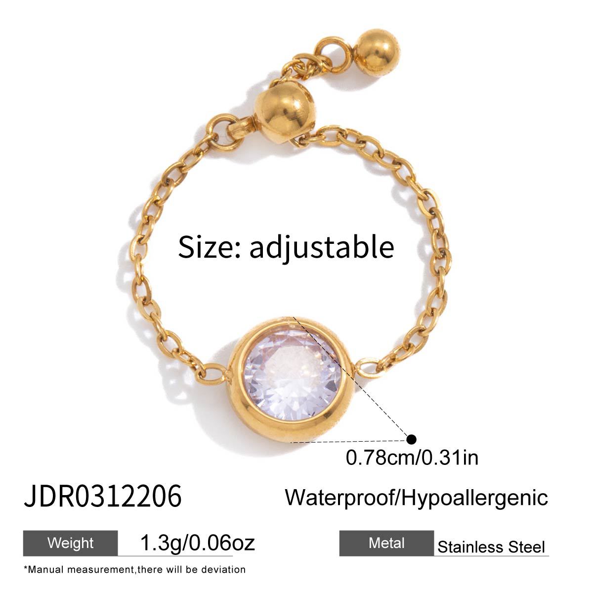 Steel Zircon Pull Adjustable Niche High-grade Ring
