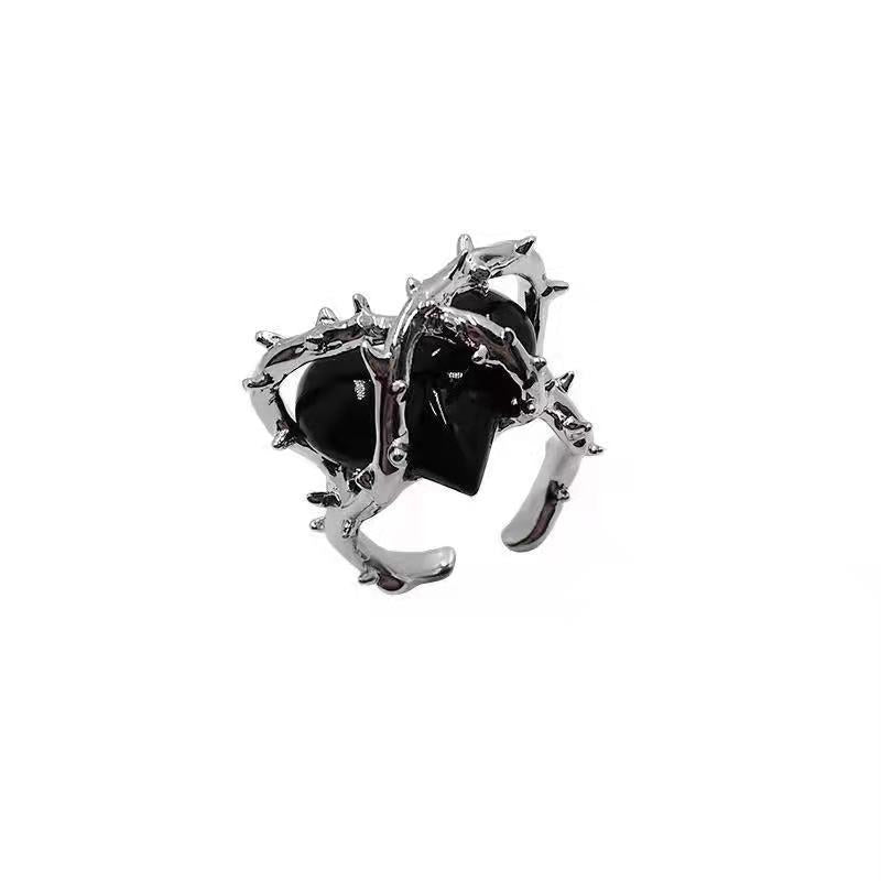 Women's & Men's Locked Heart Metal Thorns Love Heart-shaped Irregular Design Ring