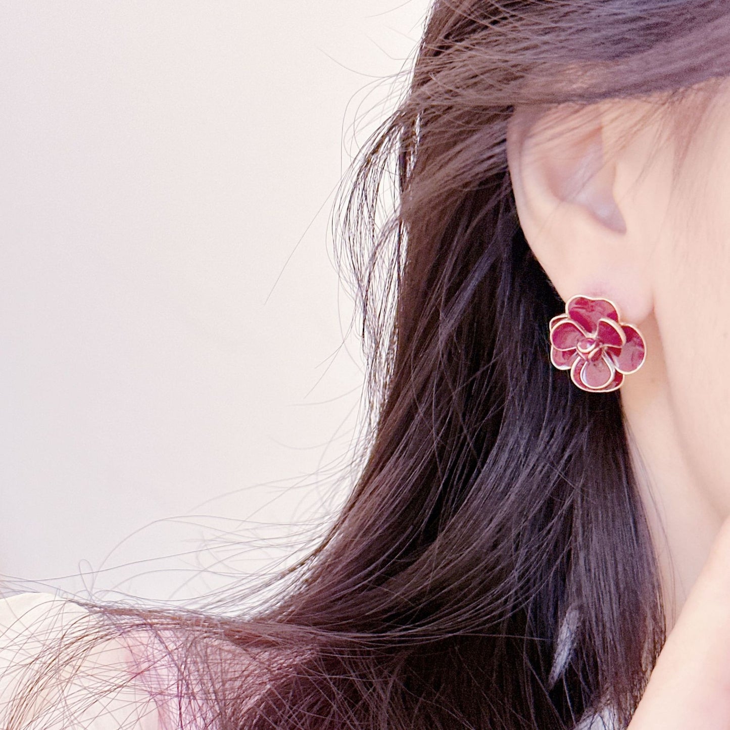 Red Glaze Flowers Niche High Sense Ear Earrings
