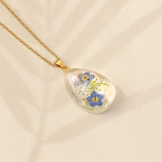 Transparent Epoxy Plant Specimen Real Flower Pendants