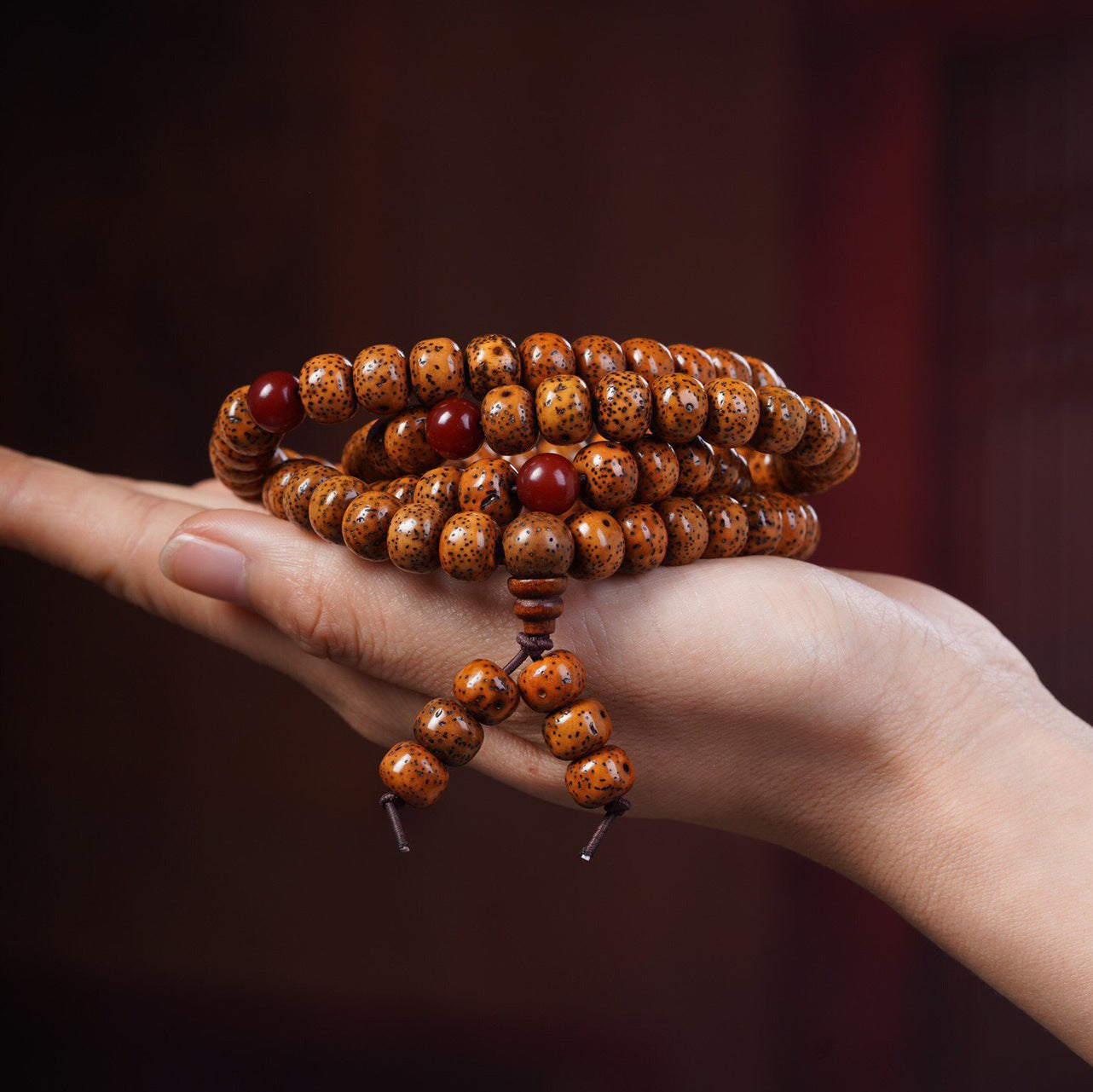 Women's & Men's Bodhi Old Seeds Round Beads Seed Original Rosary Bracelet