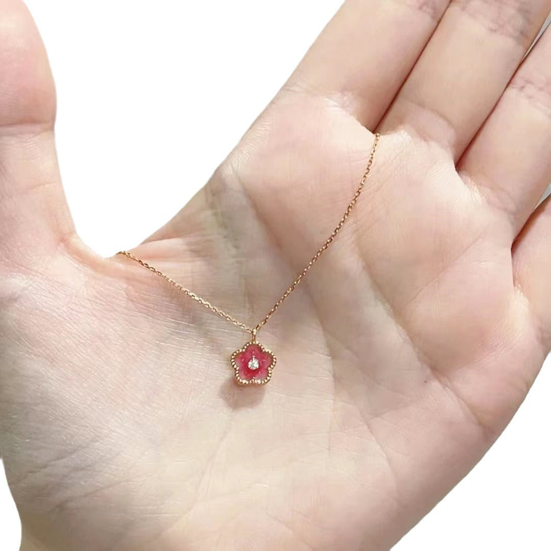 Blossom Female Pink Gentle Sweet Design Elegant High Sense Clavicle Necklaces