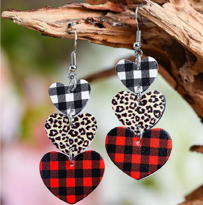 Valentine's Day Water Drop Heart-shaped Red Earrings