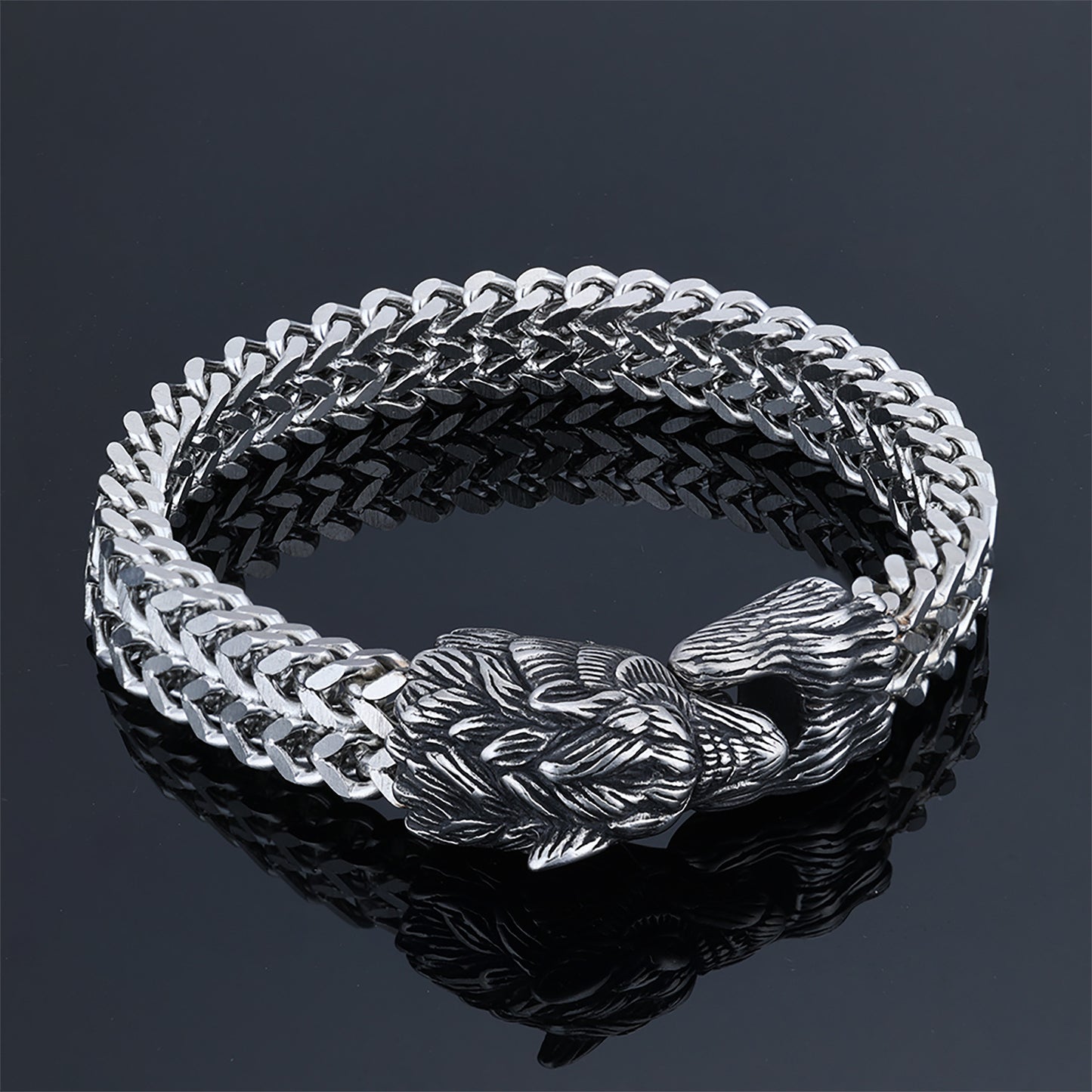 Steel Animal Series Wolf Head Shape Bracelets