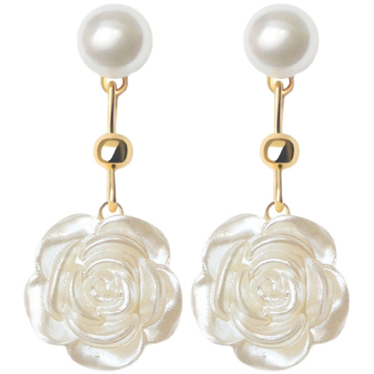 Women's Handmade Design Sense Pearl Flower For Sweet Mosquito Coil Ear Stud Earrings