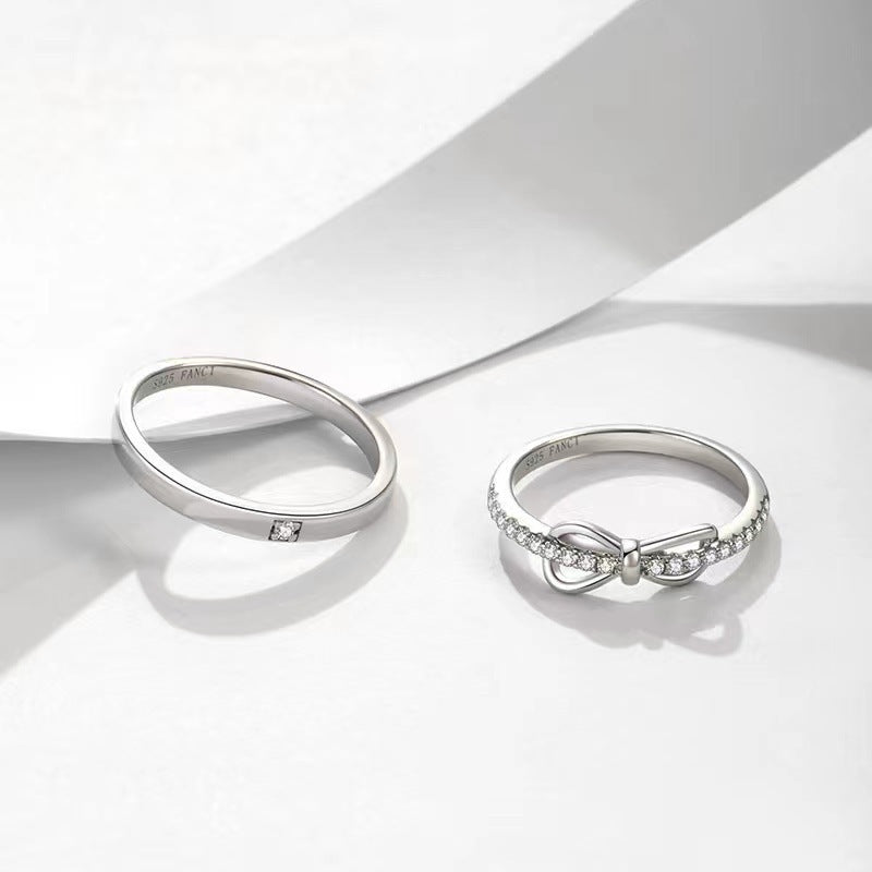 Couple Female Design High-grade Bow Opening Adjustable Rings