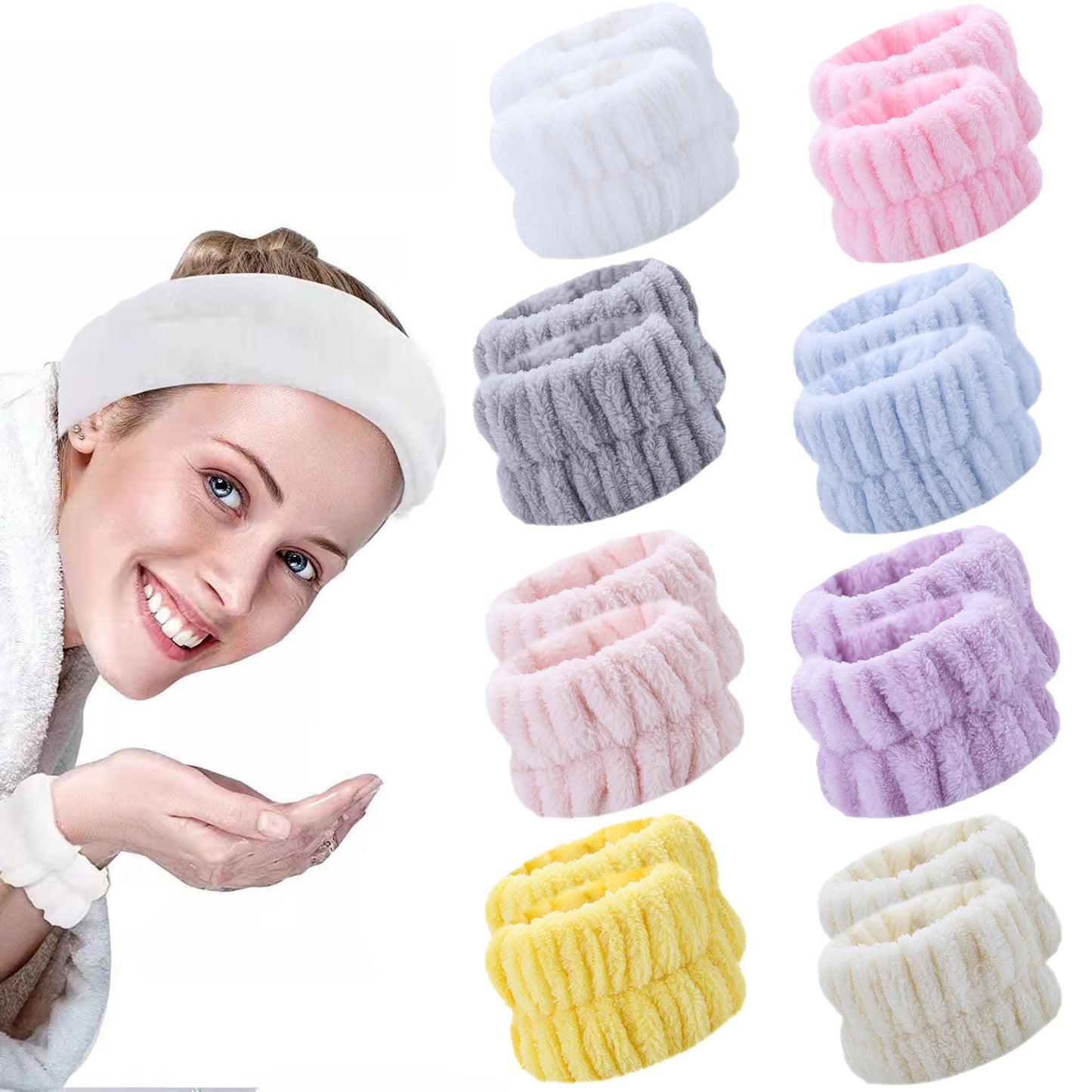 Plush Solid Color Face Washing Wrist Sports Waterproof Hand Wristband Bracelet