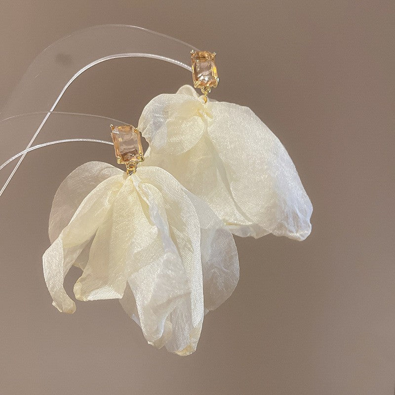 Needle Raffia Fabric White Flower Light Luxury Rings