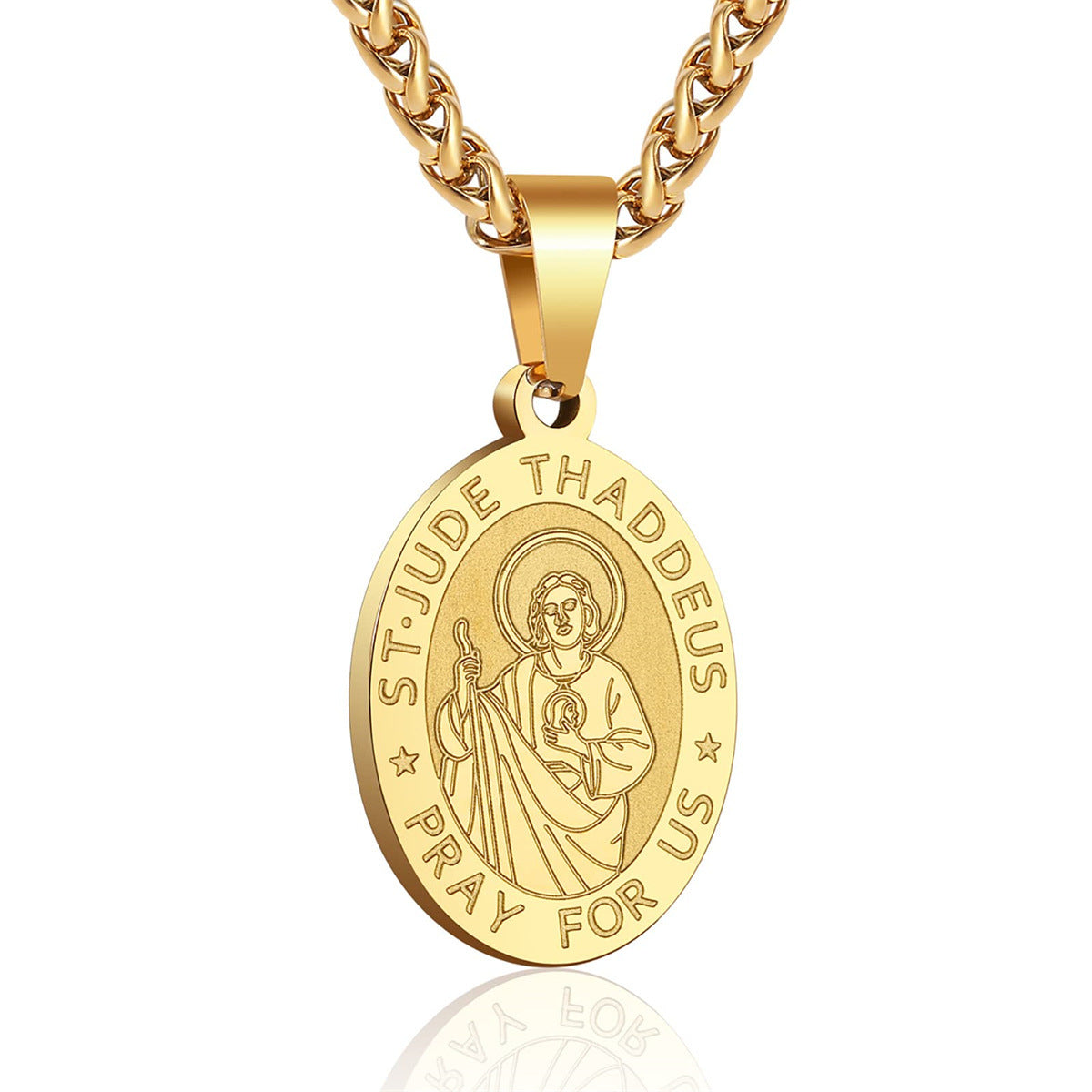 Women's & Men's Double-sided Portrait Medal Cross Stainless Steel Necklaces