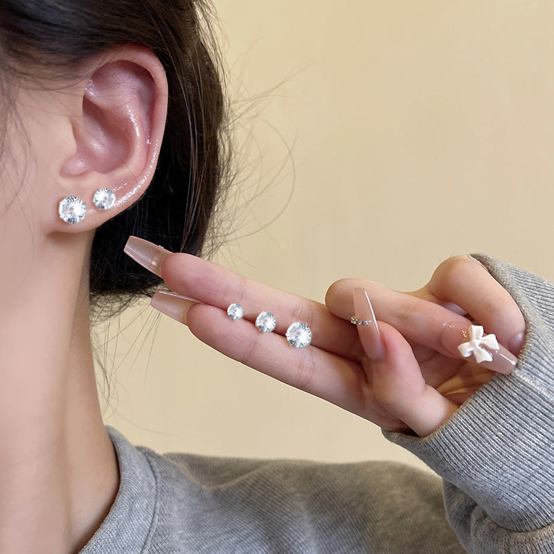 Refined Zircon Ear Minority Fashion Light Luxury Temperament Stud Earrings