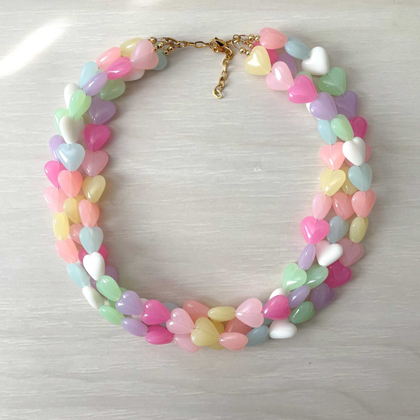 Rainbow Love Beaded Female Sweet Dopamine Clavicle Necklaces