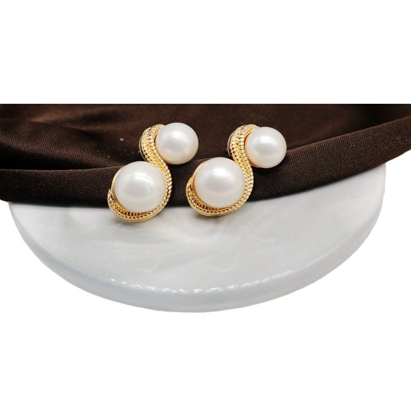 Pearl Middle Ancient Ear Clip Hepburn Sier Earrings