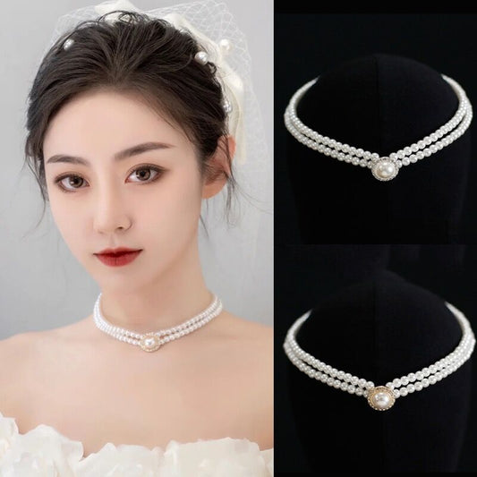 Elegant Retro Pearl Ear Suit Bridal Wedding Necklaces