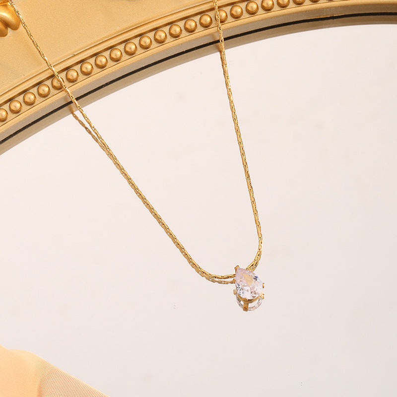 Drop-shaped Titanium Steel Gold Plated Simple Exquisite Clavicle Chain Necklace