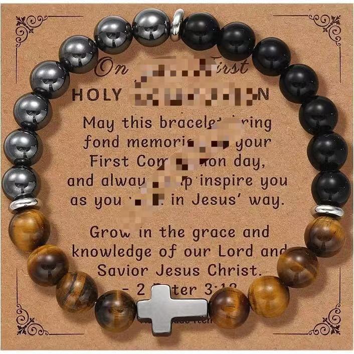 Women's & Men's Triple Protection Cross Obsidian Spacer Tigereye Bracelets