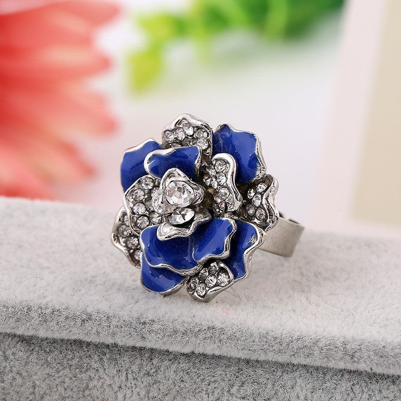 Women's Luxury Flower Series Romantic Diamond Drop Ring