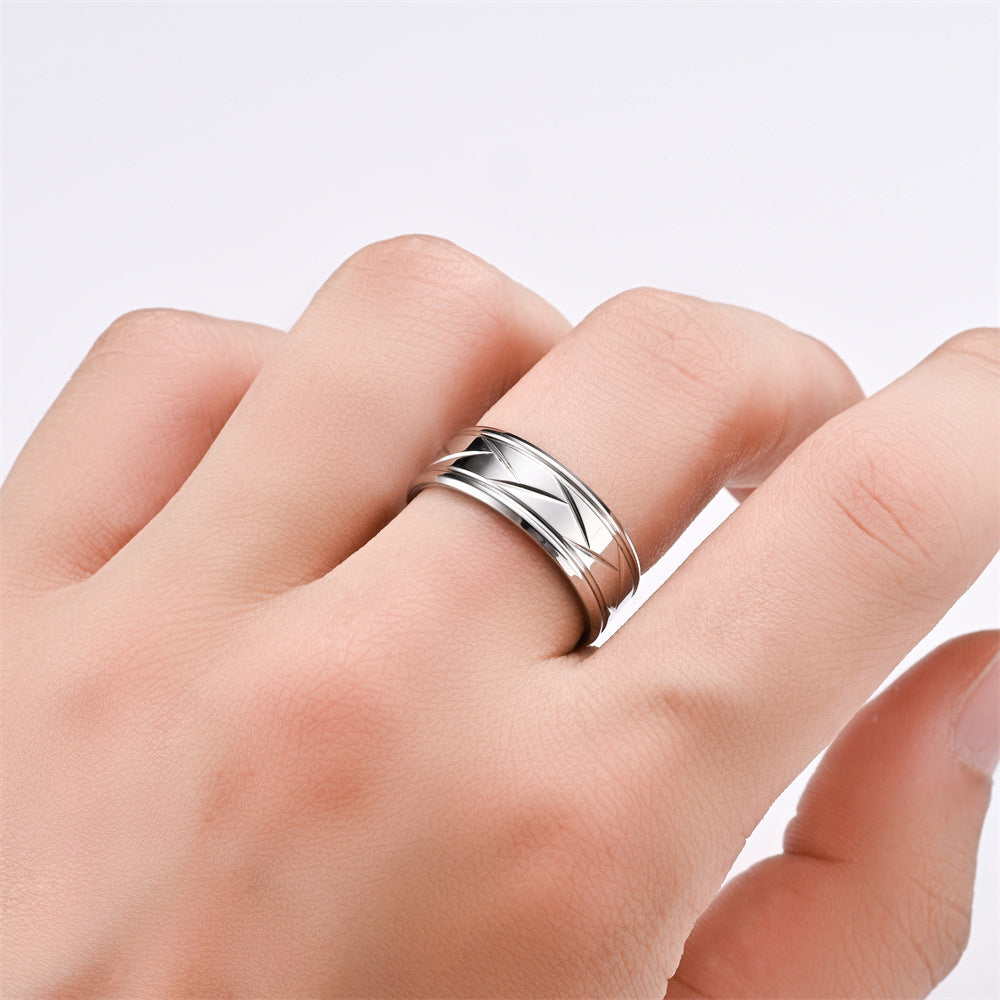 Elegant Niche Step Striped Couple Source Rings