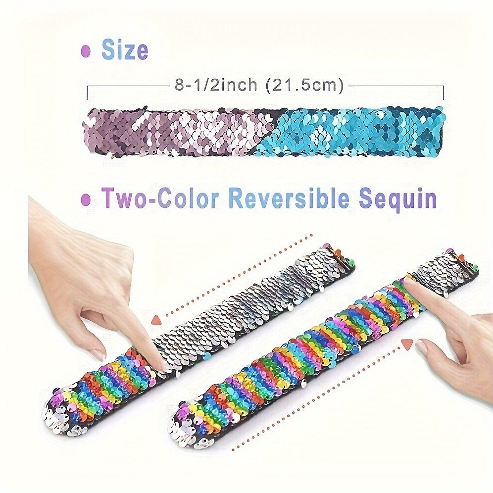 Children's Sequined Mermaid Pop Wrist Strap Holiday Rings