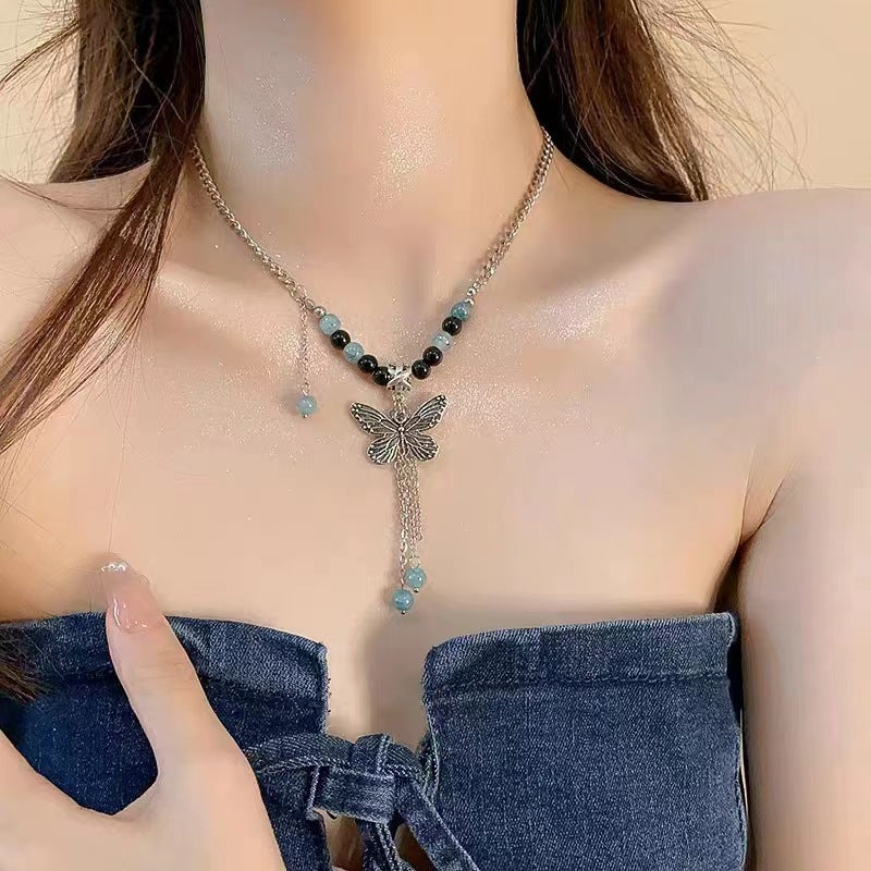 Women's Beaded For Design High-grade Butterfly Clavicle Necklaces
