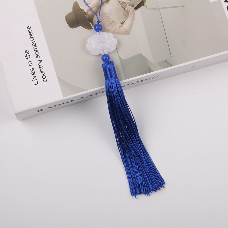 Jade Lotus Tassel Fringe Kunlun Fan Cheongsam Jewelry Accessories