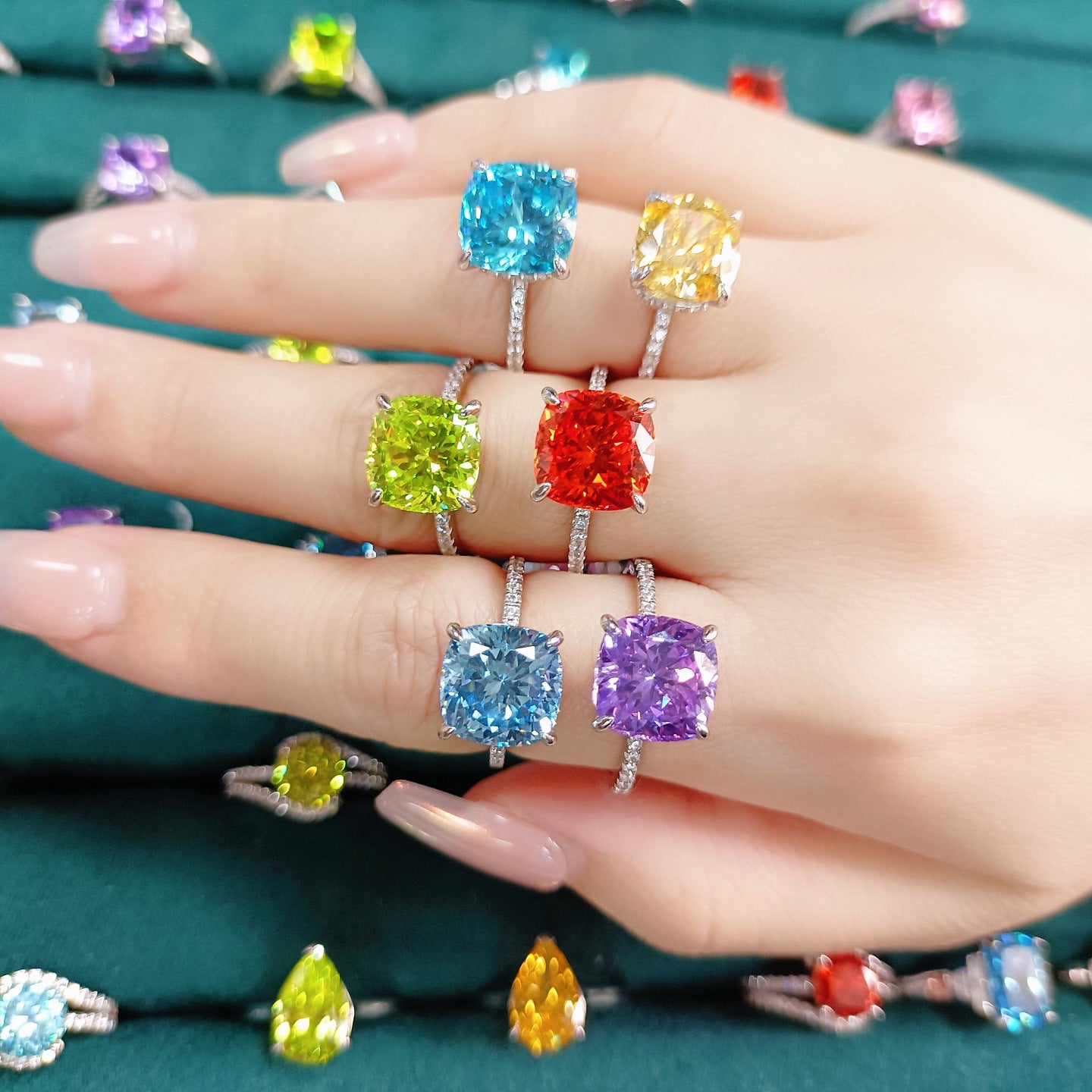 Karat High Carbon Rhinestone Female Niche Advanced Light Rings