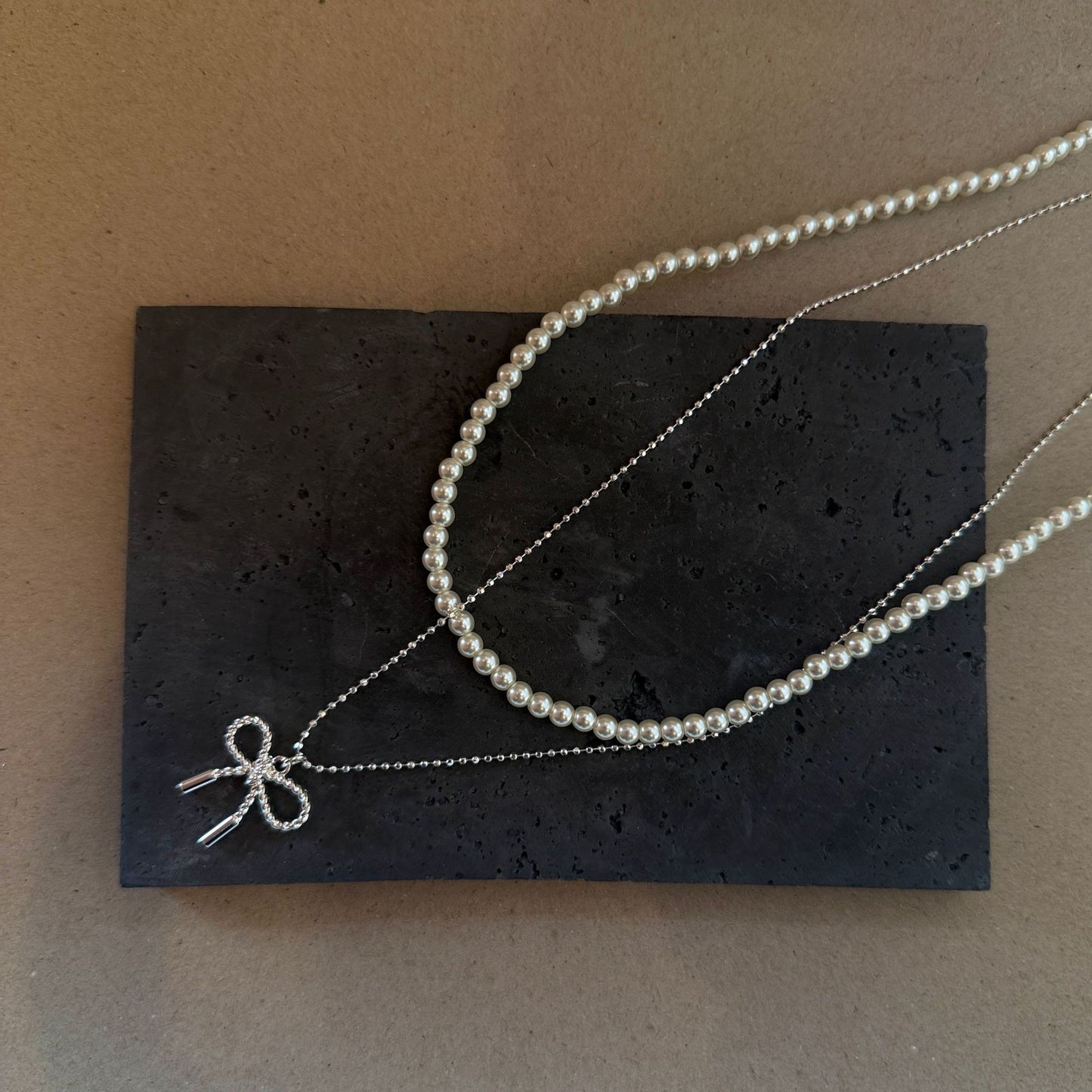 Women's Water Drop Beanie Bow For Sweet Twin Necklace
