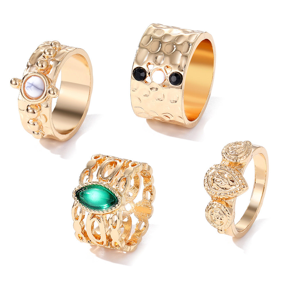 Men's High-grade Retro Emerald Niche Female French Ring